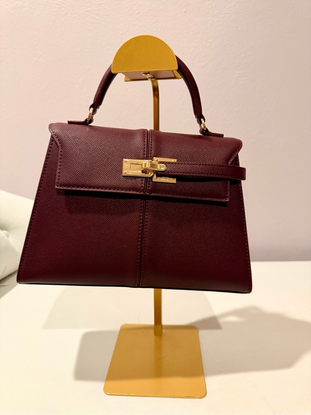 JW PEI Structured Top-Handle Satchel in Burgundy
